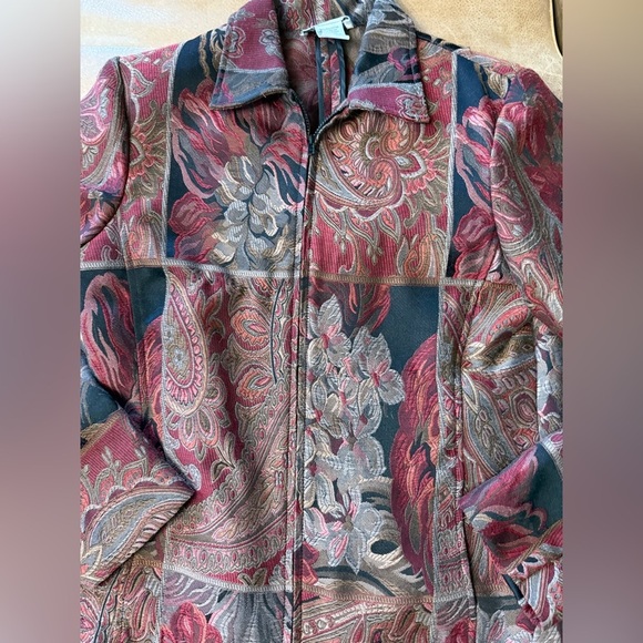 Vintage Dress Barn Tapestry Floral Zip Up Jacket Women’s Size 8 - Picture 2 of 7
